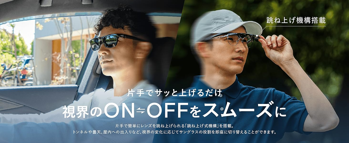 片手でサッと上げるだけ視界のON=OFFをスムーズに