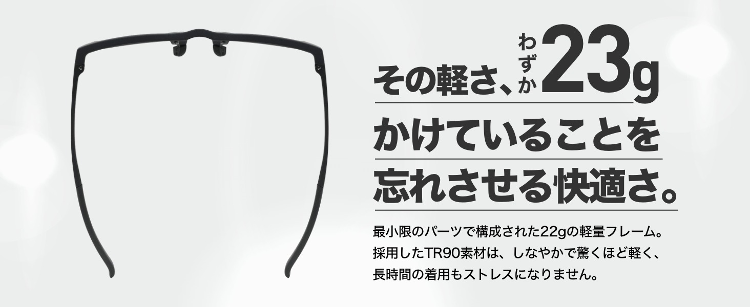 その軽さ、23g かかけていることを忘れさせる快適さ。